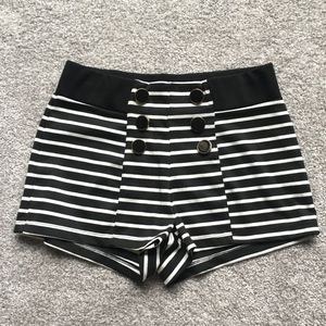Black and white striped shorts